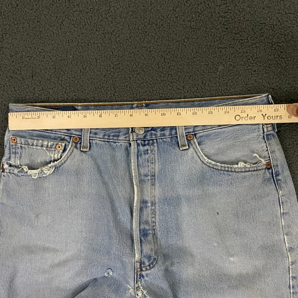 Vintage Levis 501 Jeans Mens FITS Men 33x30 Denim Button Fly Distressed Made USA